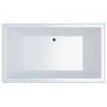 Knox Top View, Modern Rectangle Bathtub with Wide Rim, Center Drain