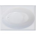 Top View, Rectangle Bath with Oval Bathing Area, End Drain