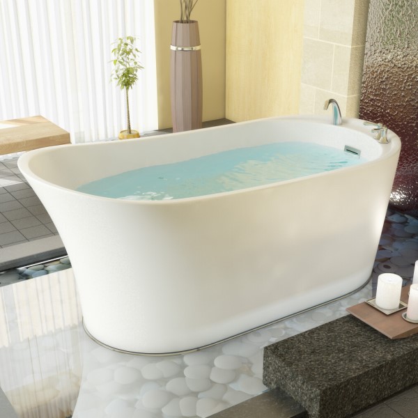 Oval Freestanding Tub with a Slipper Style Raised Backrest