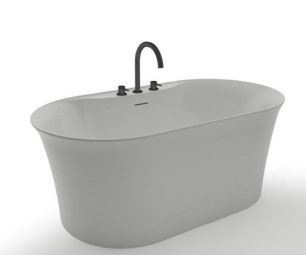 Oval Freestanding Tub with Faucets on Faucet Deck