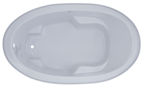Oval Bathtub with Raised Backrest, Arm & Foot Rests, End Drain