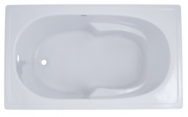 Deep Rectangle Bathtub with Oval Bathing Well, Armrests, End Drain