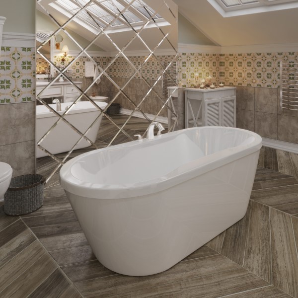 Oval Freestanding Tub with Overlapping Rim