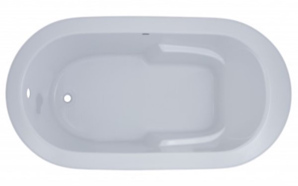 Oval Bathtub with Flat Rim, Armrests, End Drain