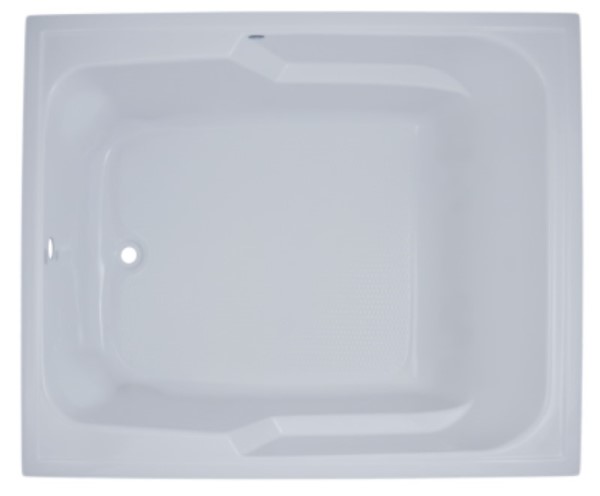 Wide Rectangle Bathtub with Armrests, End Drain