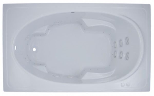Rectangle Whirlpool & Air with Neck Rest, Foot Rests, Armrests, End Drain