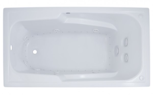 Rectangle Whirlpool & Air with Oval Bathing Area, Armrests, End Drain