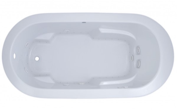 Oval Whirlpool & Air with Flat Rim, Armrests, Foot Rests, End Drain