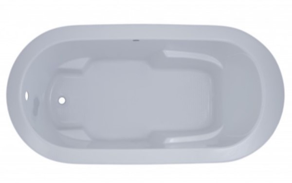 Oval Bathtub with Flat Rim, Arm & Foot Rests, End Drain