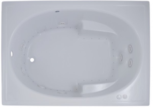 Rectangle Whirlpool & Air with Oval Bathing Well, Armrests, End Drain