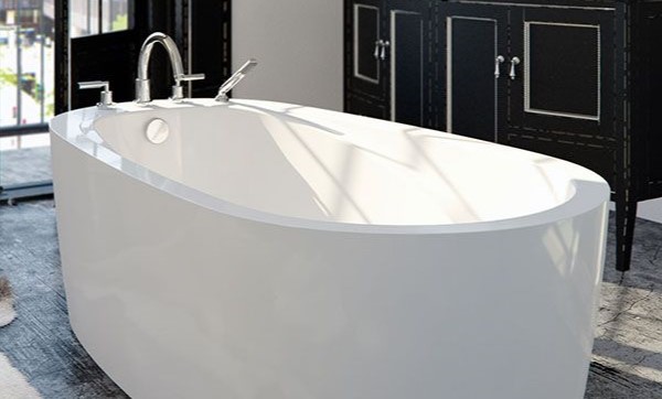 66 x 36 Oval, End Drain Freestanding Tub with Deck Mount Faucets