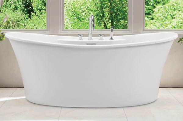 Oval, Freestanding Tub with 3 Piece Deck Faucets