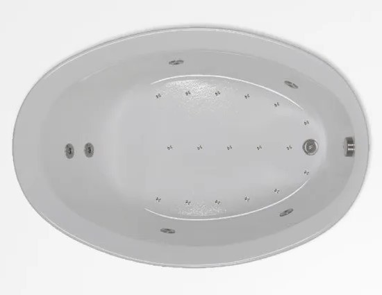 Oval Bath with End Drain, 6 Whirlpool Jets & Air System