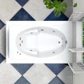 Rectangle Bath with oval bathing area, Seat, End Drain, Armrests, 9 Whirlpool Jets