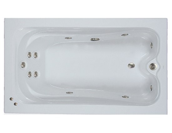 Elite Bath with Extended Leg Area and Horizontal Drain, 11 Whirlpool Jets