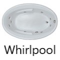 Oval Bath with Armrests, End Drain, Rolled Rim, 9 Whirlpool Jets