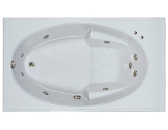 Rectangle Bath with oval bathing area, Seat, Armrests, 9 Whirlpool Jets