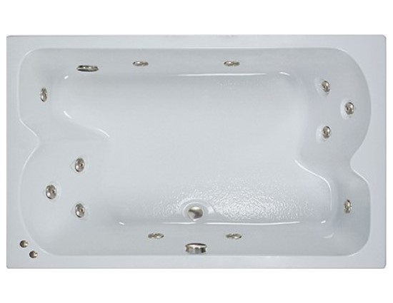 Rectangle Tub with 2 Bathing Areas, 12 Whirlpool Jets