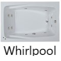Wide Rectangle Bath with Armrests, 10 Whirlpool Jets