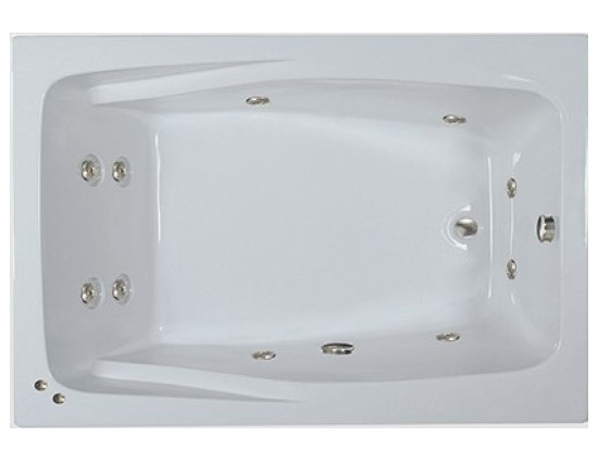 Wide Rectangle Bath with Armrests, 10 Whirlpool Jets