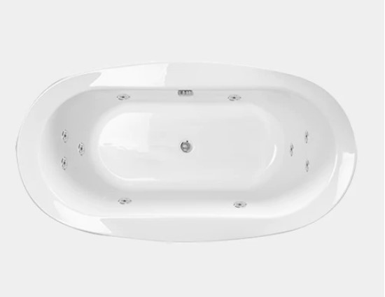Oval Bath with Center Drain, 10 Whirlpool Jets