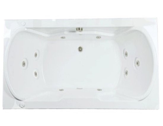 Rectangle Bath with Center - Side Drain, Two Raised Backrests, 10 Whirlpool Jets