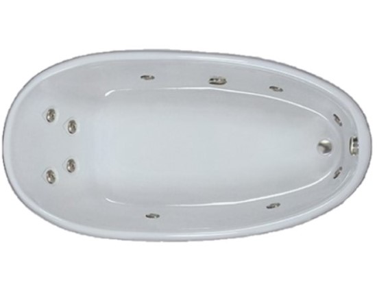 Egg Shape Oval Bath, End Drain, 10 Whirlpool Jets