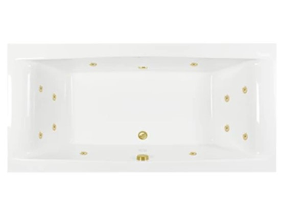 Rectangle Bath with Center-Side Drain, 12 Whirlpool Jets