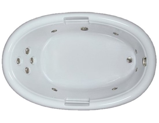 Oval Bath with End Drain, Grab Bars, 10 Whirlpool Jets