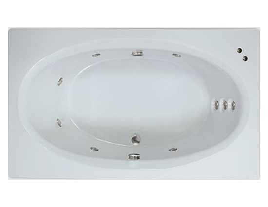 Rectangle Bath with Oval Bathing Area, 2 Backrests, Center Drain, 10 Whirlpool Jets