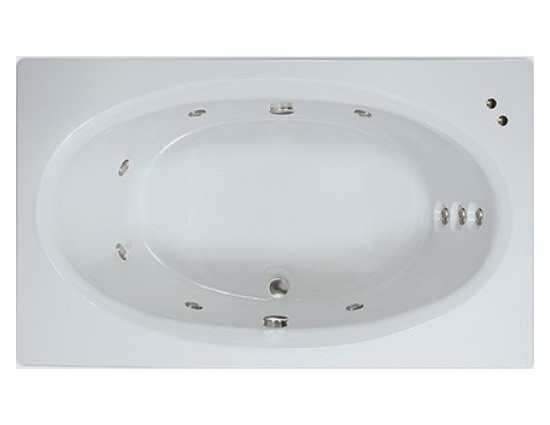 Rectangle Bath with oval bathing area, 2 Backrests, Center Drain, 10 Whirlpool Jets