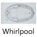 Rectangle Bath with oval bathing area, Seat, End Drain, Armrests, 9 Whirlpool Jets