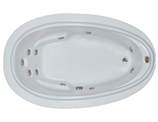 Elite 7244 Oval Tub with Horizontal Drain, 9 Whirlpool Jets