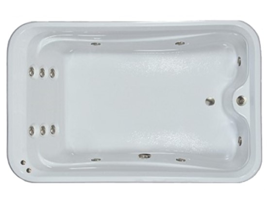 Wide Elite Bath with Extended Leg Area and Horizontal Drain, 11 Jet Whirlpool Shown
