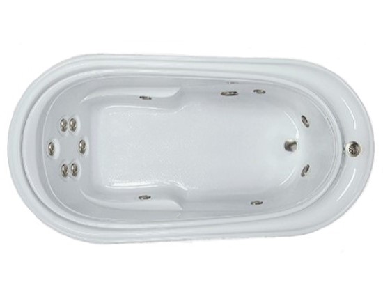 Elite 7338 Oval Tub with Horizontal Drain, 9 Whirlpool Jets