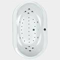 Large Oval Tub with Jets, Armrests, 2 Raised Backrests, Center Side Drain