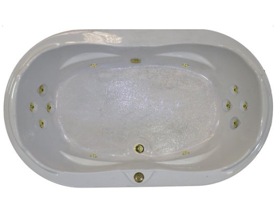 Elite 7343 Oval Tub with Horizontal Drain, 9 Whirlpool Jets