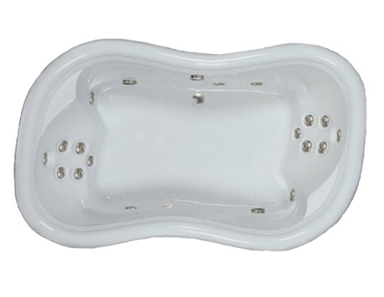Oval (Figure 8 Shape) Bath with Center Drain, Armrests, 16 Whirlpool Jets