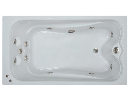 Elite Bath with Extended Leg Area and Horizontal Drain, 11 Whirlpool Jets