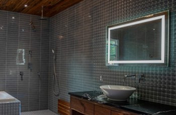 Modern Bathroom with Wet Area Shower, Wall Vanities