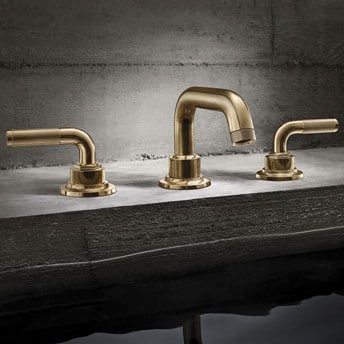 Burnished Brass Faucet With Knurl Lever Handles