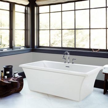 Freestanding Rectangle Bath with 2 Backrests, 1 Wide Rim