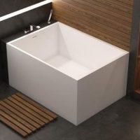 Small, modern rectangle bath with straight sides