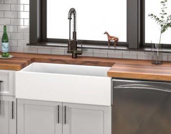 White Fireclay Farm Sink with a Smooth Apron