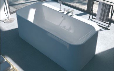 Callista Rectangle Freestanding Tub with Faucet Deck