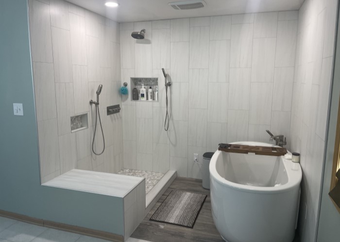 Larger Shower with Oval Freestanding Tub