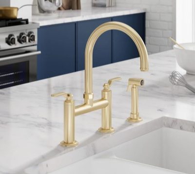 Descanso Works Bridge Faucet in Satin Brass