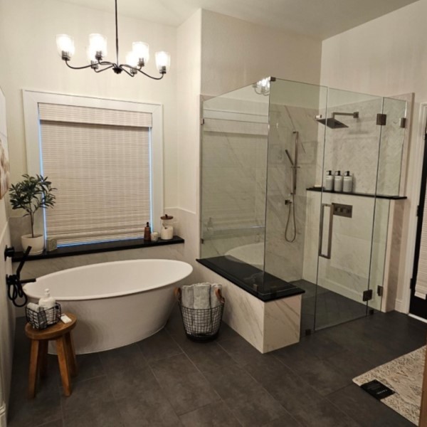 Freestanding Tub and Glass Shower with Isenberg Faucets