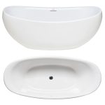 Oval Freestanding Double Slipper Tub, Slotted Overflow, Center Drain